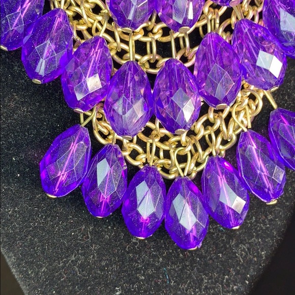 Purple Necklace with Gold Chain - Picture 2 of 8